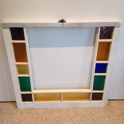 Antique Stained Glass Window Frame 34x31