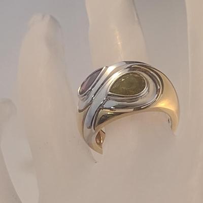 14 Karat Yellow and White Gold and Gemstone Ring- Size 6 1/4- Approx Weight 9.8 Grams (#23)