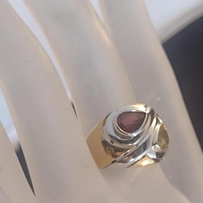 14 Karat Yellow and White Gold and Gemstone Ring- Size 6 1/4- Approx Weight 9.8 Grams (#23)