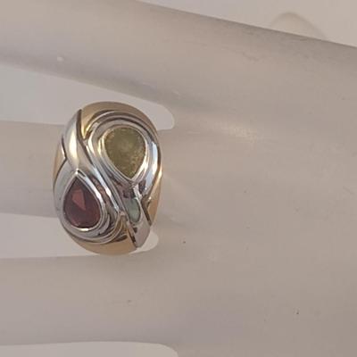 14 Karat Yellow and White Gold and Gemstone Ring- Size 6 1/4- Approx Weight 9.8 Grams (#23)