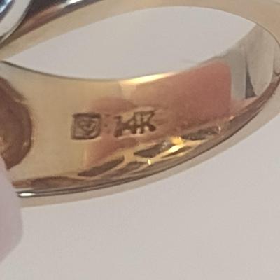 14 Karat Yellow and White Gold and Gemstone Ring- Size 6 1/4- Approx Weight 9.8 Grams (#23)
