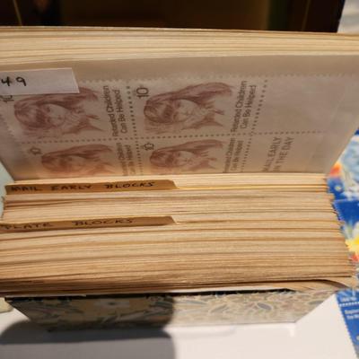 Large Lot of United States Postage Stamp Collection, Original 1970's Mint Sets , Sheets , Recipe Box Jammed with Unused Stamps