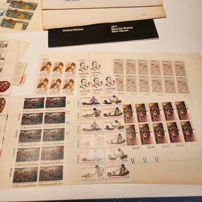 Large Lot of United States Postage Stamp Collection, Original 1970's Mint Sets , Sheets , Recipe Box Jammed with Unused Stamps