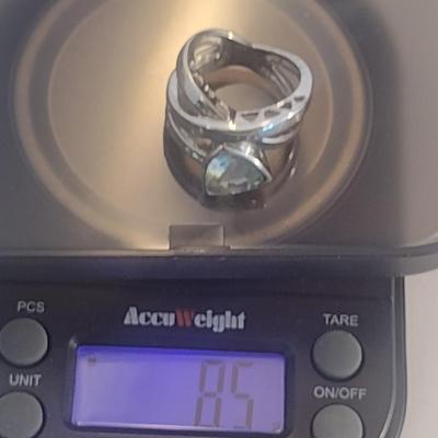 14 Karat White Gold and Gemstone Ring- Size 6 1/4- Approx Weight 8.5 Grams (#26)