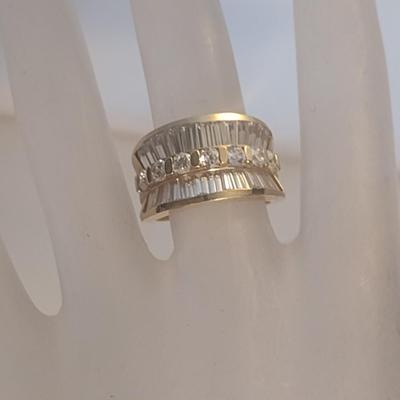 14 Karat White Gold and Cubic Zirconia Ring- Size 6- Approx Weight 8.3 Grams (#27)