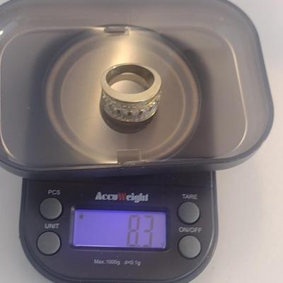 14 Karat White Gold and Cubic Zirconia Ring- Size 6- Approx Weight 8.3 Grams (#27)