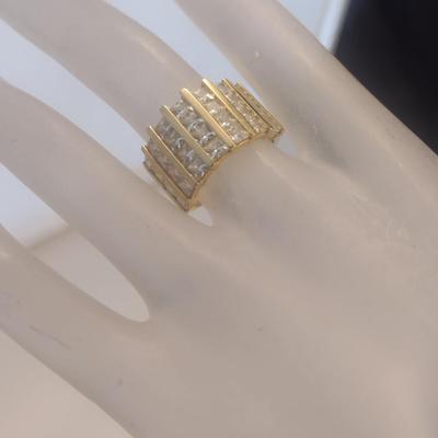 14 Karat Yellow Gold and Cubic Zirconia Ring- Size 6- Approx Weight 8.1 Grams (#29)