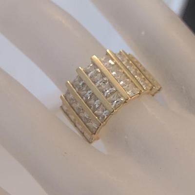 14 Karat Yellow Gold and Cubic Zirconia Ring- Size 6- Approx Weight 8.1 Grams (#29)