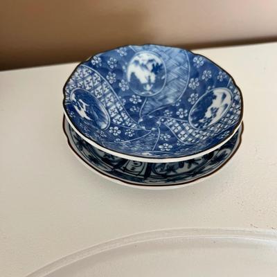 Vintage Japanese hand painted trinket bowls, set of 2