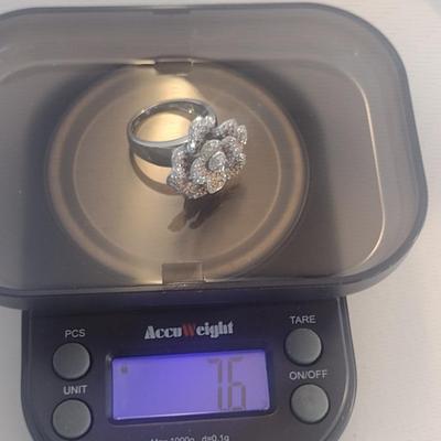 14 Karat White and Yellow Gold with Pave' Diamonds Ring- Size 6 1/2- Approx Weight 7.6 Grams (#31)