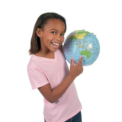 12-Pack Inflatable Vinyl 11" World Globes - Birthday Parties, School, Treasure Chest Supplies