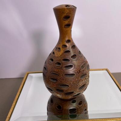 Vintage Australian Banksia Nut Wooden Vase
