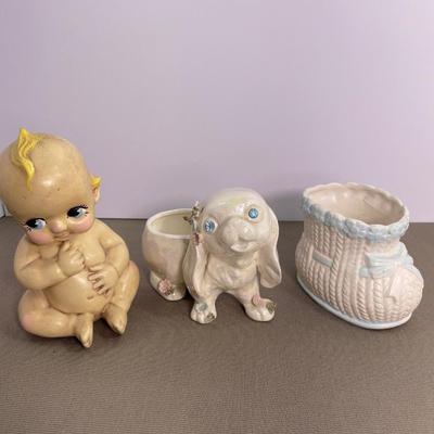 Vintage Lefton Puppy Planter and more