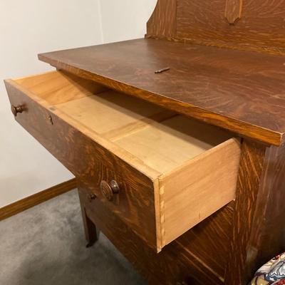 Vintage vanity with mirror and key