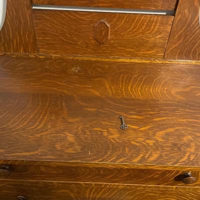 Vintage vanity with mirror and key