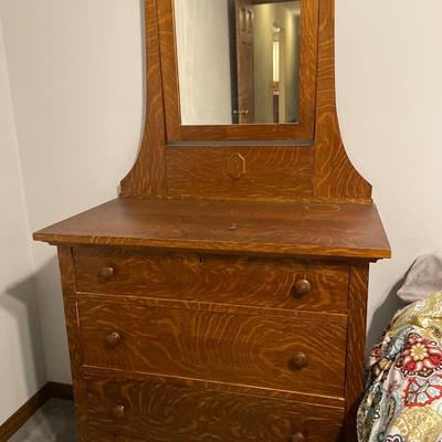 Vintage vanity with mirror and key