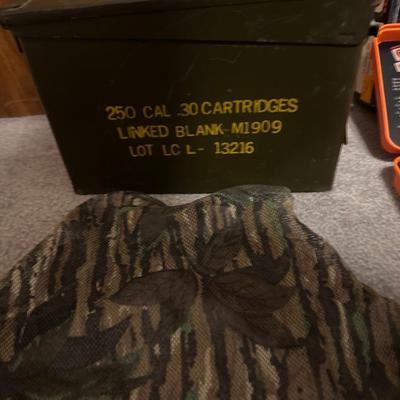 Ammo can, camo and gun cleaning kit