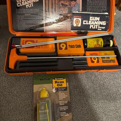 Ammo can, camo and gun cleaning kit