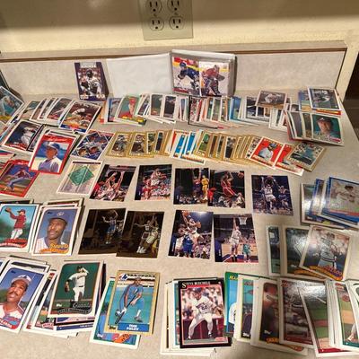 Baseball, football and hockey cards