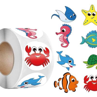 500Pcs Round Marine Animals for Kids Teacher Reward Stickers School Supplies, Ocean Animals Incentive Roll Sticker Potty Training...