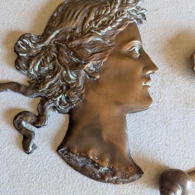 Brass Woman Wall Art Letter Opener & Fish Trinket Dish
