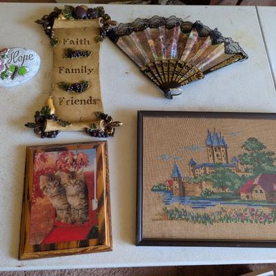 Vintage Fan Needle Point & Wall Decor