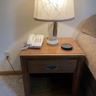 End table with phone and lamp