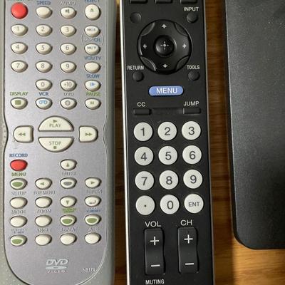 Sony TV on end table with Magnovox VHS/DVD