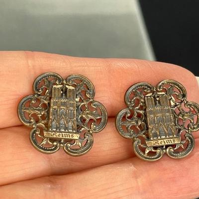 Vintage Reims Cathedral France Clip Earrings