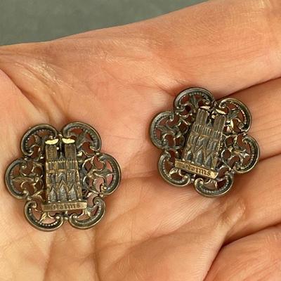 Vintage Reims Cathedral France Clip Earrings