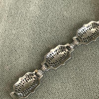 Art Deco Antique Filigree and Camphor Glass Bracelet