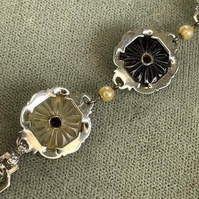 Art Deco Antique Filigree and Camphor Glass Bracelet