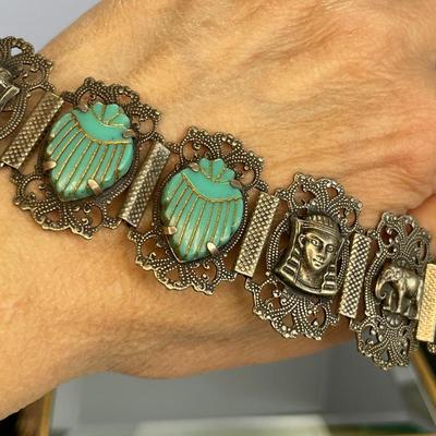 Egyptian Revival Vintage Scarab Bracelet