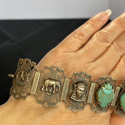 Egyptian Revival Vintage Scarab Bracelet