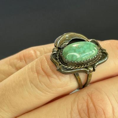 Vintage Stone Ring Signed “RJ”