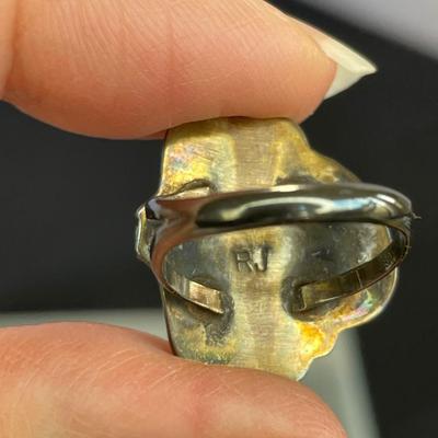 Vintage Stone Ring Signed “RJ”