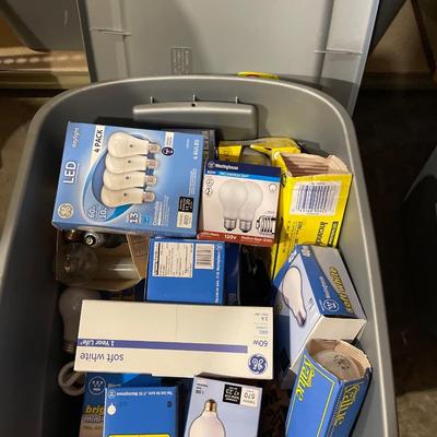 Tote full of light bulbs