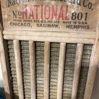 Vintage blue ox and washboard