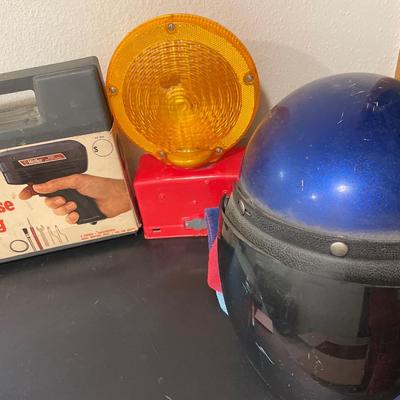Helmet, well soldering kit and hazard light