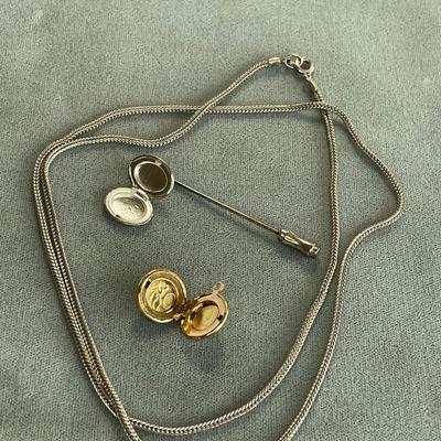 2 Miniature Lockets and 24” Wheat Chain