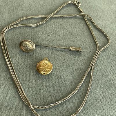 2 Miniature Lockets and 24” Wheat Chain