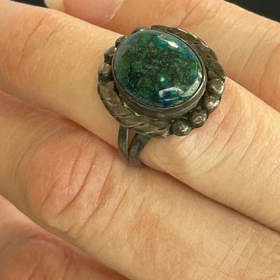 Vintage Sterling Silver Chrysocolla Ring 7