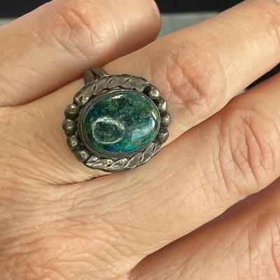 Vintage Sterling Silver Chrysocolla Ring 7