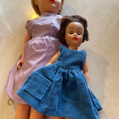 2 vintage dolls with clown