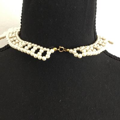 Vintage Faux pearl beaded collar necklace