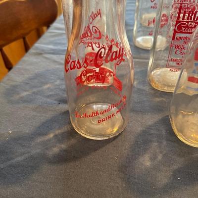 Vintage glass milk bottles