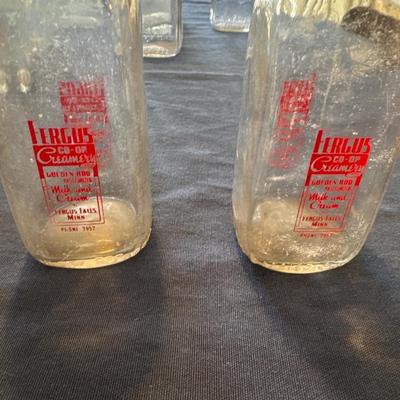 Vintage glass milk bottles