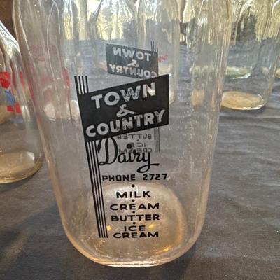 Vintage glass milk bottles