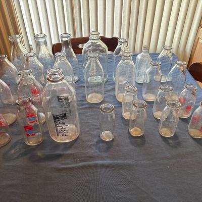 Vintage glass milk bottles