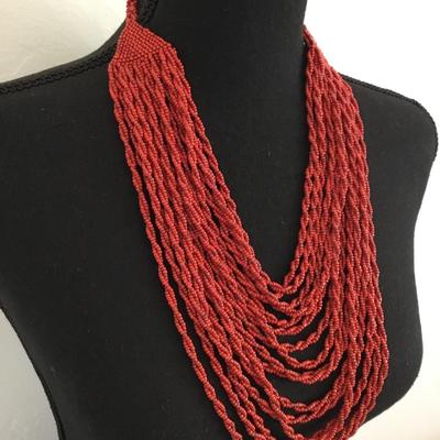 Vintage layered beaded statement necklace